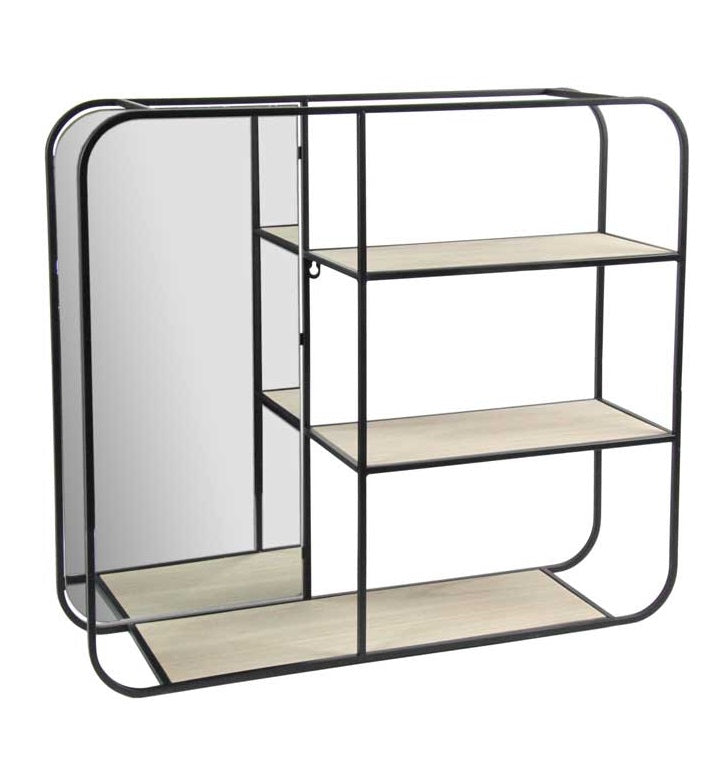 MENSOLA DA INTERNO CON SPECCHIERA 70X18X60 CM E 3 RIPIANI IN LEGNO