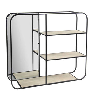 MENSOLA DA INTERNO CON SPECCHIERA 70X18X60 CM E 3 RIPIANI IN LEGNO