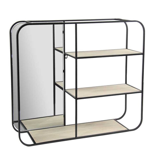 MENSOLA DA INTERNO CON SPECCHIERA 70X18X60 CM E 3 RIPIANI IN LEGNO