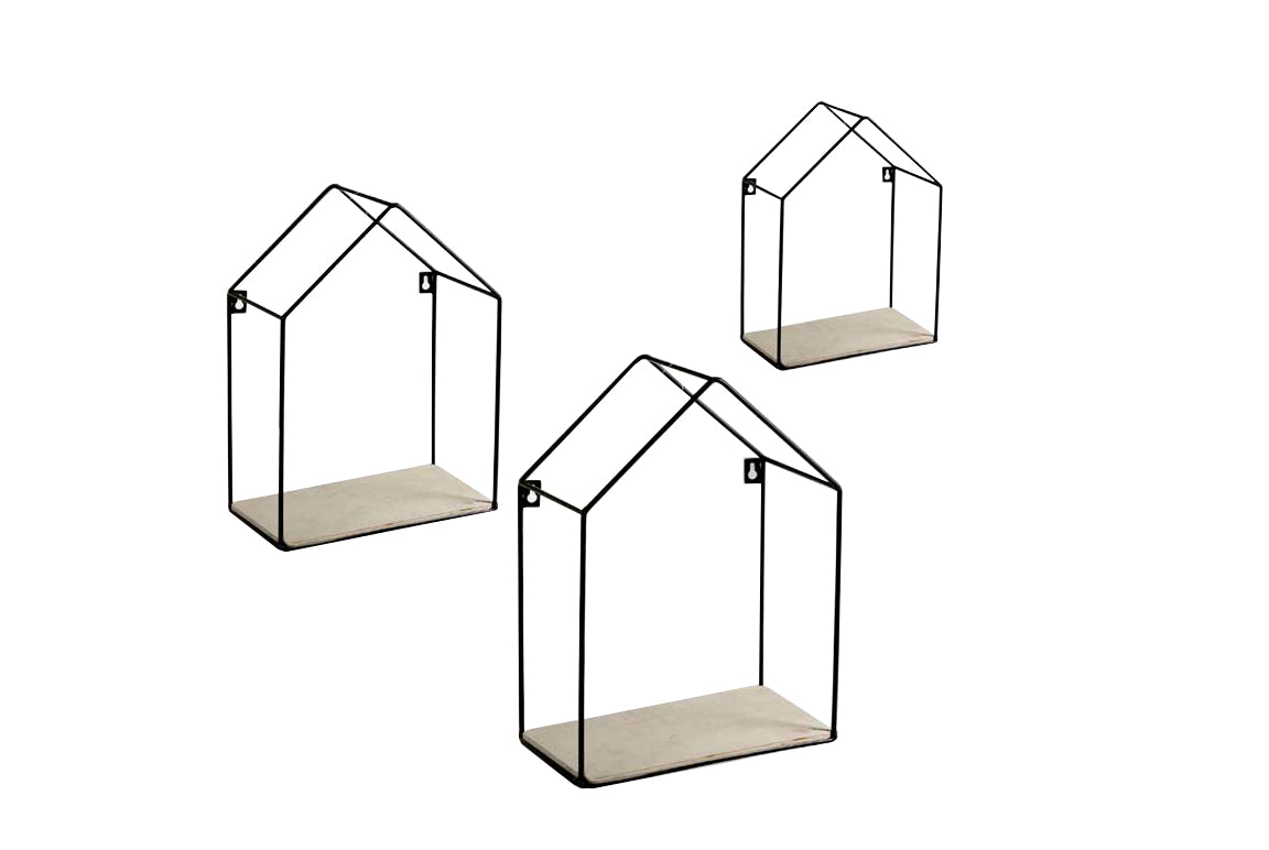 SET 3 BACHECHE STILE INDUSTRIAL 20-15 CM CON DESIGN CASETTA STRUTTURA NERA