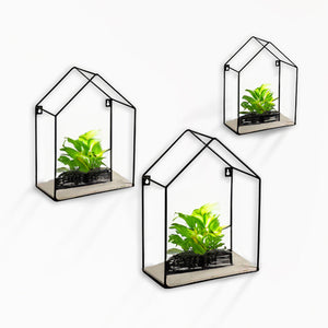 SET 3 BACHECHE STILE INDUSTRIAL 20-15 CM CON DESIGN CASETTA STRUTTURA NERA