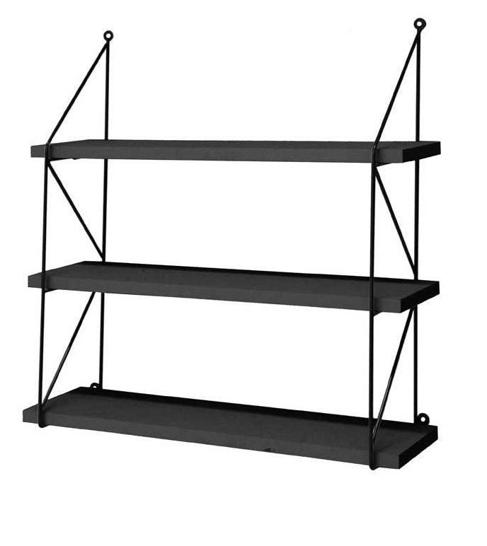 SCAFFALE A BACHECA DA PARETE CON 3 MENSOLE 60X16X62 CM COLORE NERO