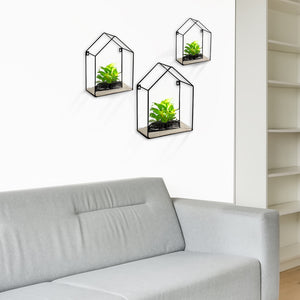 SET 3 BACHECHE STILE INDUSTRIAL 20-15 CM CON DESIGN CASETTA STRUTTURA NERA