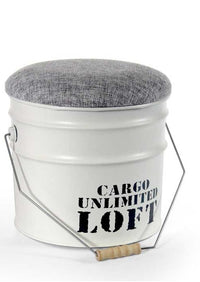 LOFT POUF CONTENITOREW IN METALLO 30X 25 CM BIANCO E GRIGIO