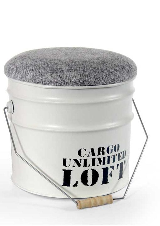 LOFT POUF CONTENITOREW IN METALLO 30X 25 CM BIANCO E GRIGIO