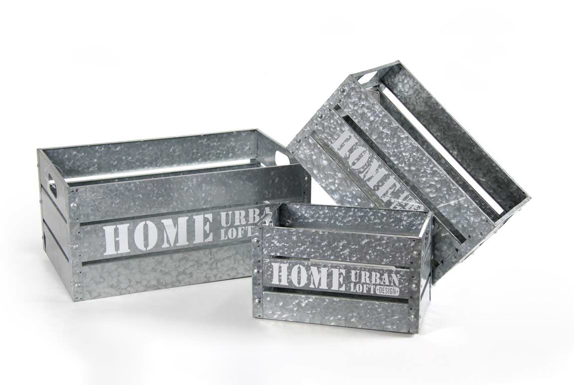 MAURY'S SET 3 CASSETTE PHOENIX IN METALLO GRIGIO CHIARO DIFFERENTI DIMENSIONI