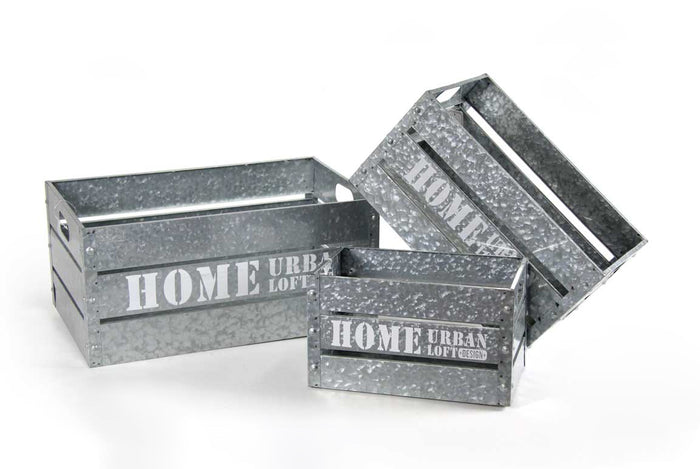 MAURY'S SET 3 CASSETTE PHOENIX IN METALLO GRIGIO CHIARO DIFFERENTI DIMENSIONI