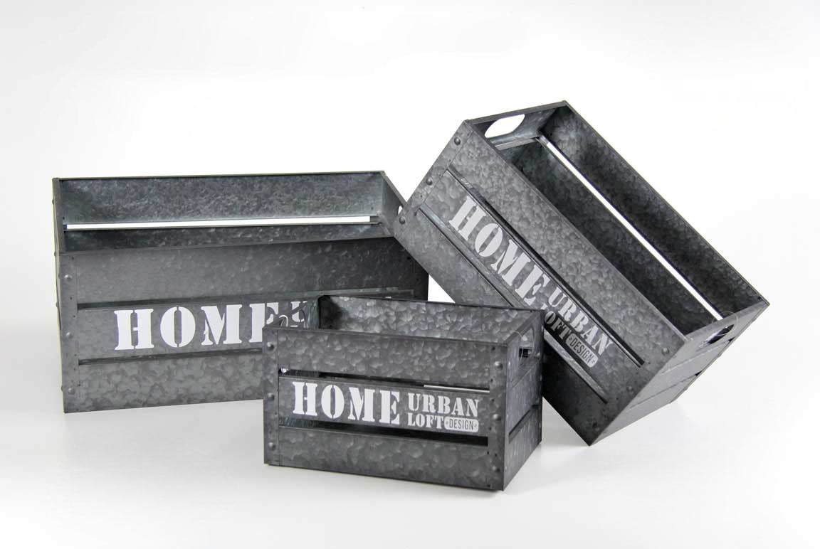 MAURY'S SET 3 CASSETTE PHOENIX METALLO. GRIGIO MARTELLATO DIFFERENTI DIMENSIONI