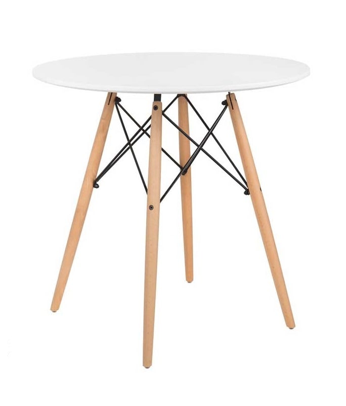 NAIROBI TAVOLO TONDO CON TOP BIANCO E GAMBE EFFETTO LEGNO 60 X 74 CM