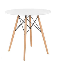 NAIROBI TAVOLO TONDO CON TOP BIANCO E GAMBE EFFETTO LEGNO 60 X 74 CM