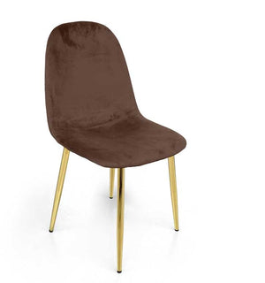 SEDIA IN VELLUTO CON GAMBE ORO 52X44X88 CM IN COLORE MARRONE