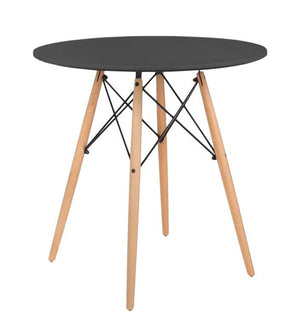 NAIROBI TAVOLO TONDO CON TOP NERO E GAMBE EFFETTO LEGNO 60 X 74 CM