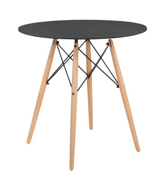 NAIROBI TAVOLO TONDO CON TOP NERO E GAMBE EFFETTO LEGNO 60 X 74 CM