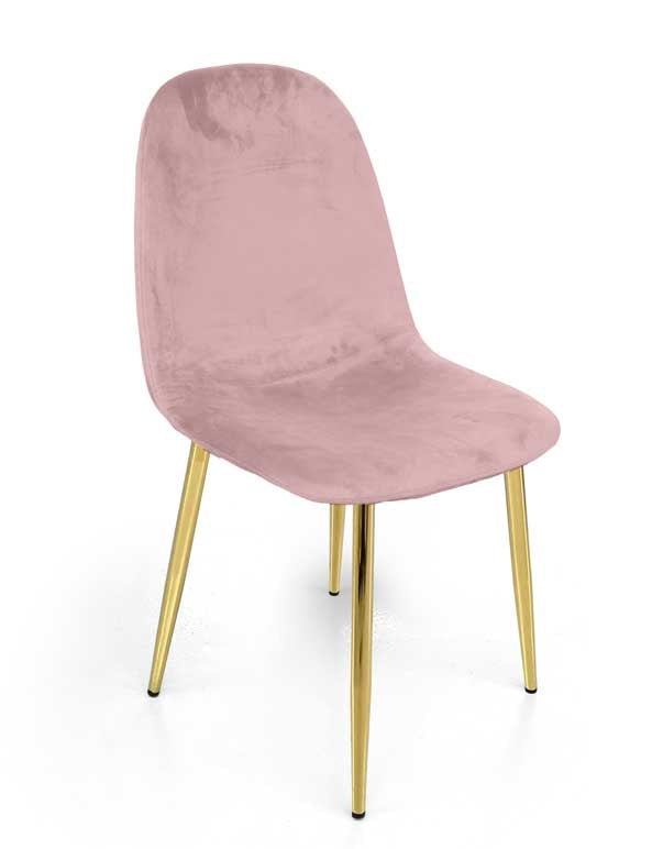 SEDIA IN VELLUTO CON GAMBE ORO 52X44X88 CM IN COLORE ROSA