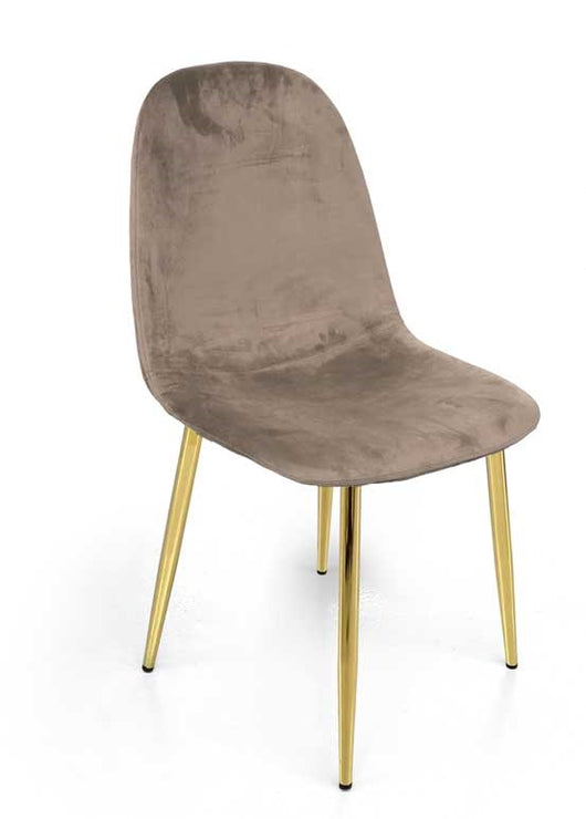 SEDIA IN VELLUTO CON GAMBE ORO 52X44X88 CM IN COLORE TORTORA