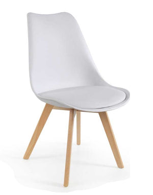 SEDIA IMBOTTITA STOCCOLMA CON GAMBE IN LEGNO 54X48X83 CM COLORE BIANCO