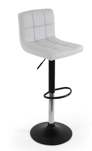 SGABELLO DA INTERNO EFFETTO SIMILPELLE CON BASE NERA 44X37X80-110CM BIANCO