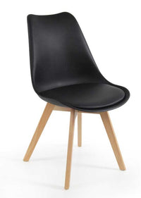 SEDIA IMBOTTITA STOCCOLMA CON GAMBE IN LEGNO 54X48X83 CM COLORE NERO