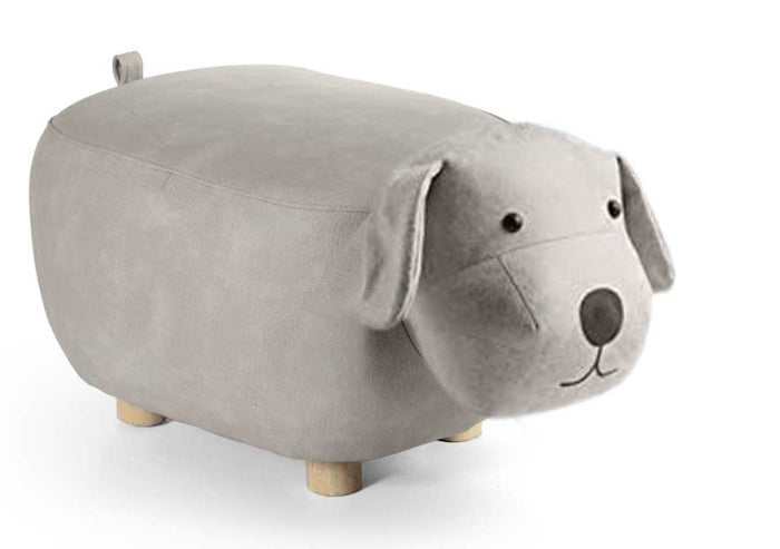 SGABELLO PUPPY A FORMA DI CANE IN SIMILPELLE 62X32 XH30 CM COLORE GRIGIO