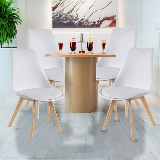 SEDIA IMBOTTITA STOCCOLMA CON GAMBE IN LEGNO 54X48X83 CM COLORE BIANCO