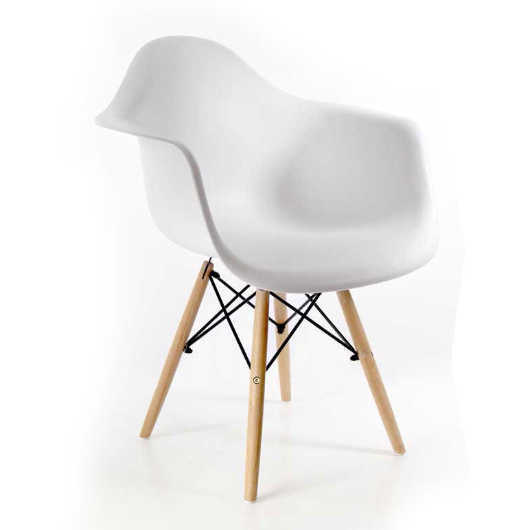 POLTRONA IN PLASTICA CON STRUTTURA IN LEGNO E METALLO 63 X 53 X 80 CM BIANCA