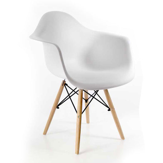 POLTRONA IN PLASTICA CON STRUTTURA IN LEGNO E METALLO 63 X 53 X 80 CM BIANCA