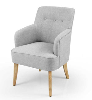 POLTRONA CON SEDUTA IN TESSUTO E GAMBE IN LEGNO 60 X 65 X 85 CM COLORE GRIGIO