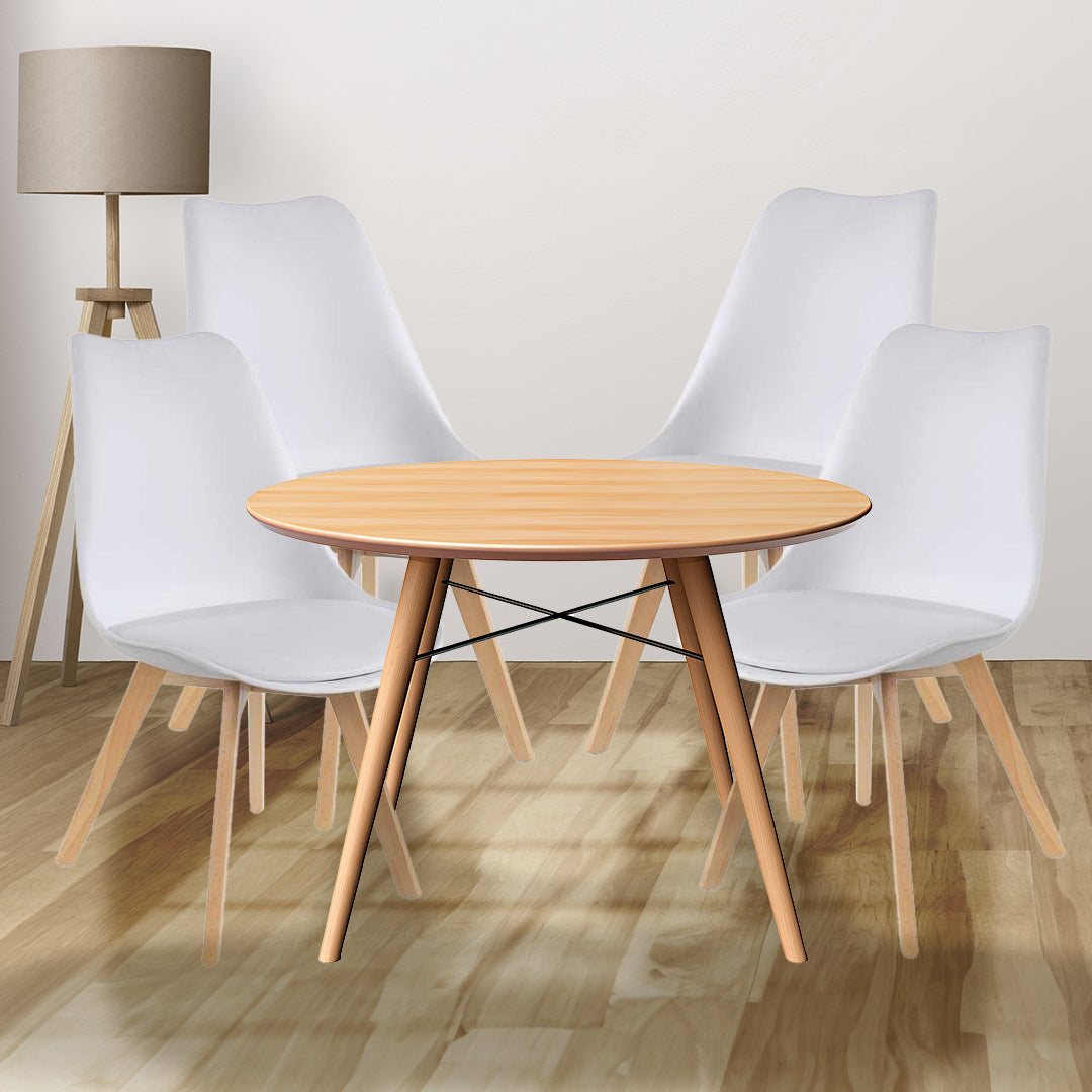 SEDIA IMBOTTITA STOCCOLMA CON GAMBE IN LEGNO 54X48X83 CM COLORE BIANCO