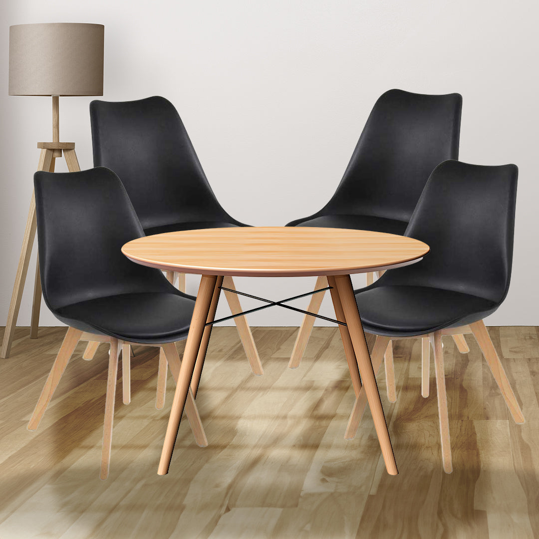 SEDIA IMBOTTITA STOCCOLMA CON GAMBE IN LEGNO 54X48X83 CM COLORE NERO