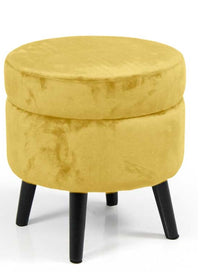 POUF CONENITORE SEDUTA IN VELLUTO E GAMBE NERE 37 X H40 CM COLORE GIALLO