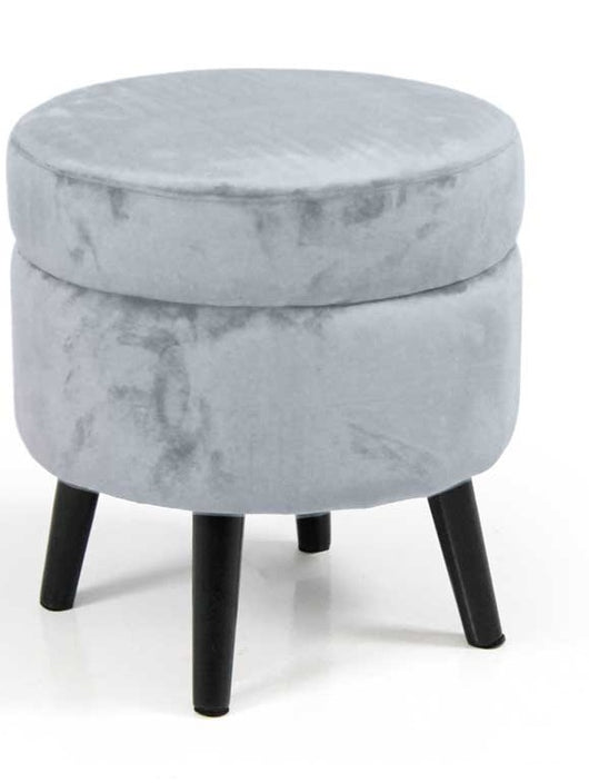 POUF CONENITORE SEDUTA IN VELLUTO E GAMBE NERE 37 X H40 CM COLORE PERLA