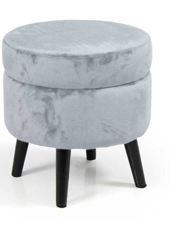 POUF CONENITORE SEDUTA IN VELLUTO E GAMBE NERE 37 X H40 CM COLORE PERLA