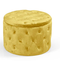 POUF CONTENITORE IN VELLUTO TRAPUNTATO 60 X 60 X 42 CM COLORE GIALLO