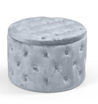 POUF CONTENITORE IN VELLUTO TRAPUNTATO 60 X 60 X H42 CM COLORE GRIGIO CIELO