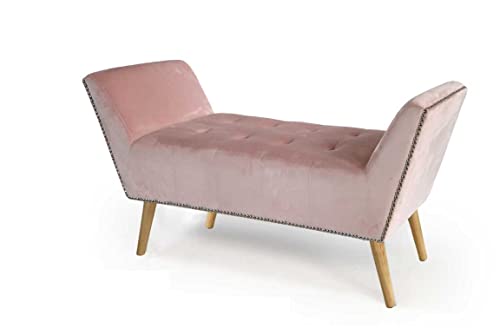 PANCA IN VELLUTO CON GAMBE LEGNO 117 X 40 X 60 CM IN COLORE ROSA ANTICO