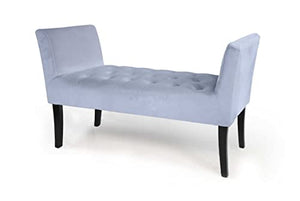 PANCA IN VELLUTO CON GAMBE NERE 110 X 40 X 60 CM IN COLORE CIELO