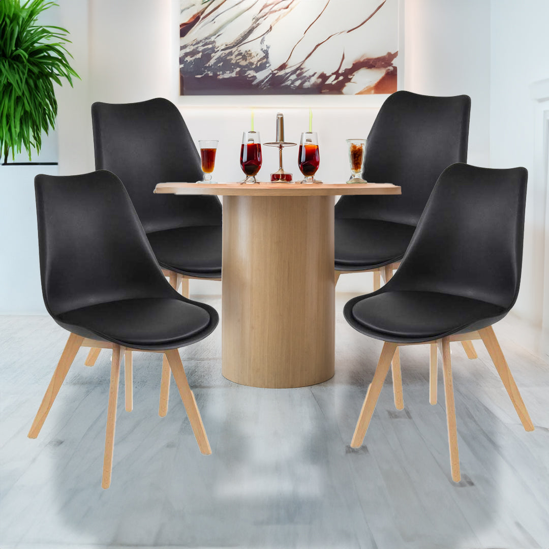 SEDIA IMBOTTITA STOCCOLMA CON GAMBE IN LEGNO 54X48X83 CM COLORE NERO