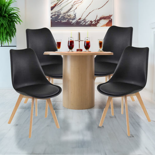 SEDIA IMBOTTITA STOCCOLMA CON GAMBE IN LEGNO 54X48X83 CM COLORE NERO