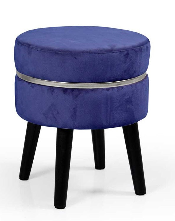POUF CON SEDUTA IN VELLUTO E GAMBE NERE 35 X H40 CM COLORE BLU