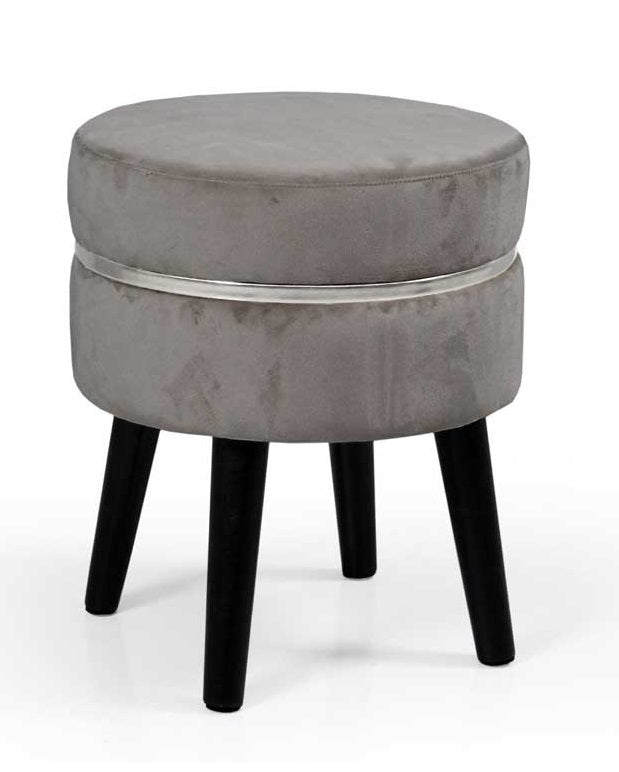 POUF CON SEDUTA IN VELLUTO E GAMBE NERE 35 X H40 CM COLORE GRIGIO SCURO