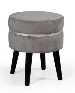 POUF CON SEDUTA IN VELLUTO E GAMBE NERE 35 X H40 CM COLORE GRIGIO SCURO