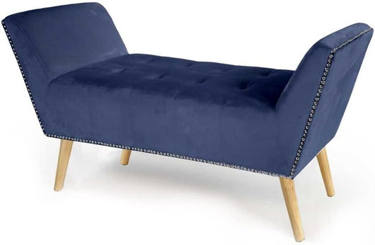 PANCA IN VELLUTO CON GAMBE LEGNO 117 X 40 X 60 CM IN COLORE BLU