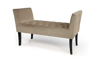 PANCA IN VELLUTO CON GAMBE NERE 110 X 40 X 60 CM IN COLORE TORTORA