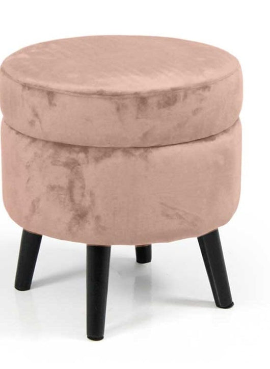 POUF CONENITORE SEDUTA IN VELLUTO E GAMBE NERE 37 X H40 CM COLORE ROSA