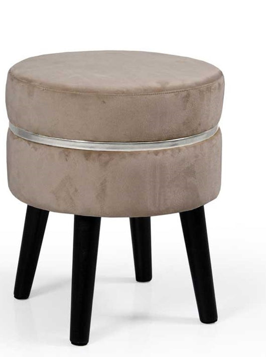 POUF CON SEDUTA IN VELLUTO E GAMBE NERE 35 X H40 CM COLORE TORTORA