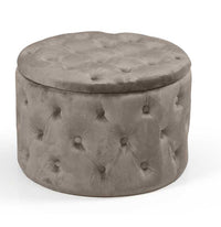 POUF CONTENITORE IN VELLUTO TRAPUNTATO 60 X 60 X 42 CM COLORE TORTORA