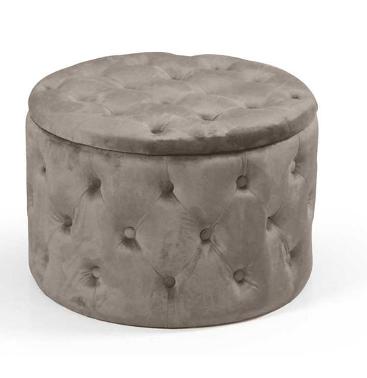 POUF CONTENITORE IN VELLUTO TRAPUNTATO 60 X 60 X 42 CM COLORE TORTORA