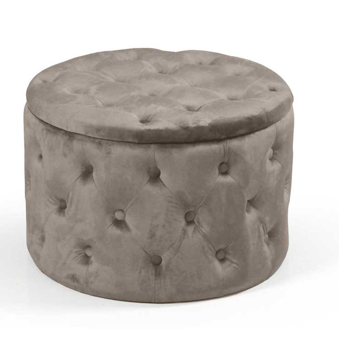 POUF CONTENITORE IN VELLUTO TRAPUNTATO 60 X 60 X 42 CM COLORE TORTORA