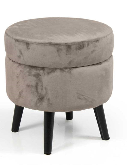 POUF CONENITORE SEDUTA IN VELLUTO E GAMBE NERE 37 X H40 CM COLORE TORTORA