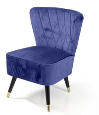 POLTRONA IN VELLUTO CON GAMBE NERE 63,5 X 66 X 84 CM CM COLORE BLU